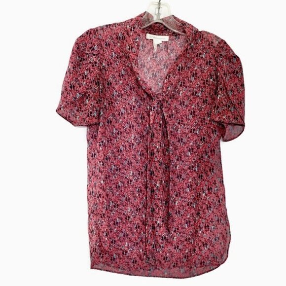Bcbgeneration blouse sheer floral pink small FINAL CLEARANCE $10. - Picture 1 of 5